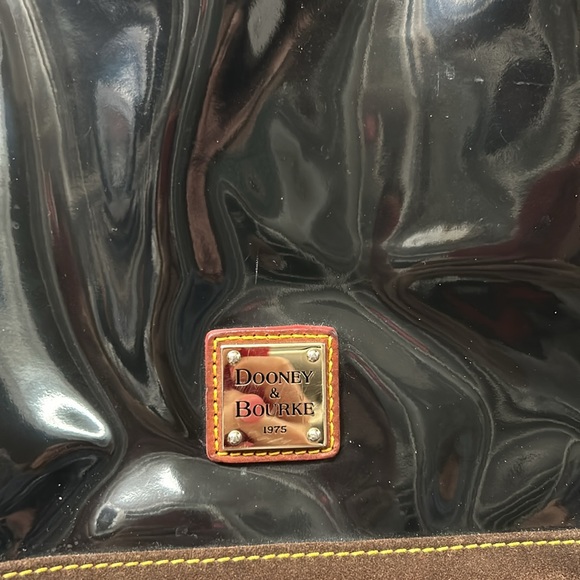 Dooney & Bourke black patterned leather tote bag. Red insides. - Picture 2 of 3